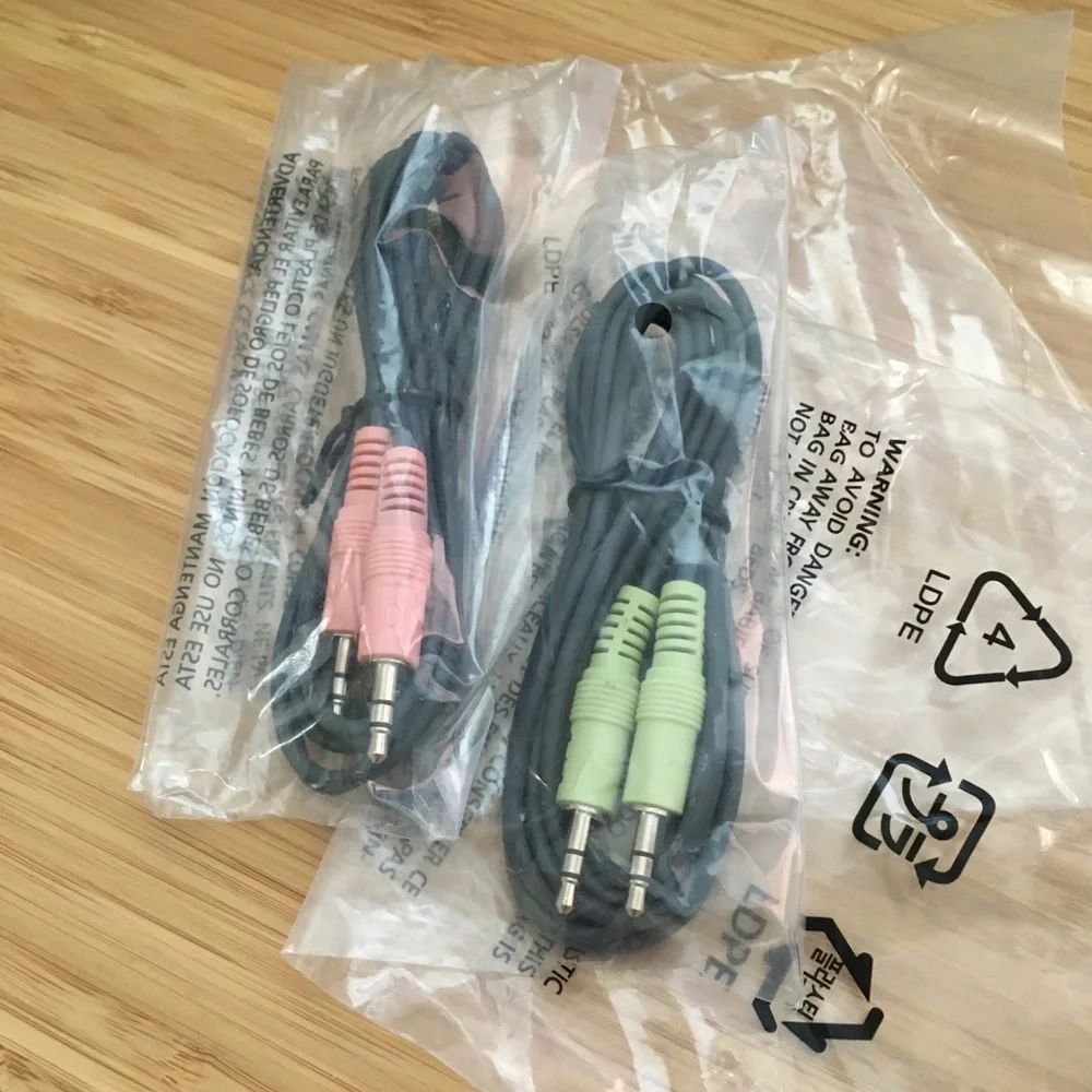 LP Bundle of 2 3.5mm TRS Male to Male Audio Plugs Extension Cables